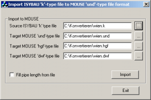 Import ISYBAU 'k'-type file to MOUSE 'und'-type file format